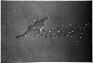 Edward Ruscha (American, born 1937). <em>Anchovy</em>, 1969. Lithograph on paper, 19 x 28 in. (48.3 x 71.1 cm). Brooklyn Museum, Gift of Wendy F. Findlay, 76.16.8. © artist or artist's estate (Photo: Brooklyn Museum, 76.16.8_bw.jpg)