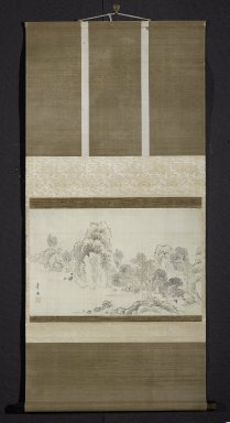Aiseki (Japanese, early 19th century). <em>Landscape: Autumn Scene</em>, early 19th century. Ink and color on silk, Image: 12 5/8 x 20 1/8 in. (32.1 x 51.1 cm). Brooklyn Museum, Gift of Amy and Robert L. Poster, 76.185.2 (Photo: Brooklyn Museum, 76.185.2_PS2.jpg)