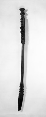 Unknown. <em>Staff</em>, late 19th century. Wood, beads, metal, black substance, L: 43 7/8 in. (111.4 cm). Brooklyn Museum, Gift of Marcia and John Friede, 76.20.3. Creative Commons-BY (Photo: Brooklyn Museum, 76.20.3_bw.jpg)