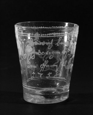  <em>Painted Glass</em>, ca. 1758. Glass., 3 1/2 x 2 in. (8.9 x 5.1 cm). Brooklyn Museum, The C. Helme and Alice B. Strater Collection, Gift of C. Helme Strater, Jr., John B. Strater, and Margaret S. Robinson, 76.34.18. Creative Commons-BY (Photo: Brooklyn Museum, 76.34.18_bw.jpg)