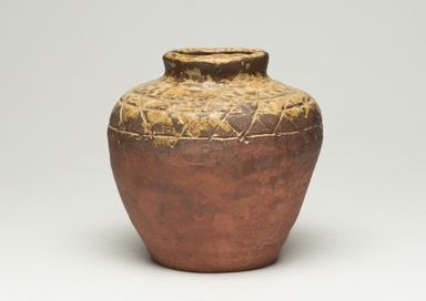 Kitaoji Rosanjin (Japanese, 1883-1959). <em>Shigaraki Ware Jar</em>, ca. 1950. Stoneware, 6 3/4 x 6 1/2 in. (17.1 x 16.5 cm). Brooklyn Museum, Gift of Sidney B. Cardozo, Jr., 76.42.2. Creative Commons-BY (Photo: Brooklyn Museum, 76.42.2_view01_PS11.jpg)