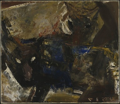 Clayton S. Price (American, 1874-1950). <em>Wolves</em>, 1944. Oil on paperboard panel, 26 x 30 in.  (66.0 x 76.2 cm). Brooklyn Museum, Gift of the Edith and Milton Lowenthal Foundation, Inc., 76.71 (Photo: Brooklyn Museum, 76.71_SL3.jpg)