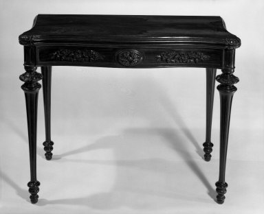 Alexander Roux (American, born France, 1813-1886 (active New York, 1836-1880)). <em>Card Table</em>, ca. 1850-1857. Rosewood, birch, 35 5/8 x 35 1/4 in. (90.5 x 89.5 cm) closed. Brooklyn Museum, H. Randolph Lever Fund, 77.127. Creative Commons-BY (Photo: Brooklyn Museum, 77.127_front_bw_IMLS.jpg)
