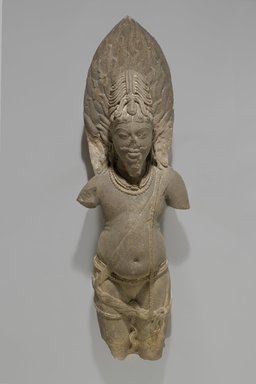  <em>Agni</em>, early 10th century. Sandstone, 32 1/2 x 10 in. (82.6 x 25.4 cm). Brooklyn Museum, Gift of Bernice and Robert Dickes, 77.199. Creative Commons-BY (Photo: Brooklyn Museum, 77.199_front_PS6.jpg)