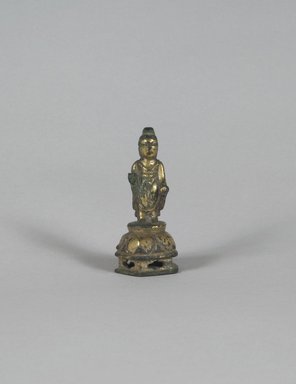  <em>Buddha</em>, 8th century. Gilt bronze, 2 7/8 x 1 3/8 in.  (7.3 x 3.5 cm). Brooklyn Museum, Gift of Dr. and Mrs. George Liberman, 77.261. Creative Commons-BY (Photo: Brooklyn Museum, 77.261_PS5.jpg)