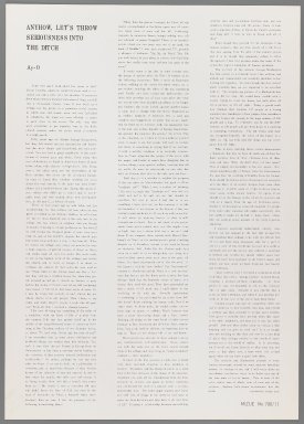 Ay-O (Japanese, born 1931). <em>Introductory Text</em>, 1971. printed text, Sheet: 20 7/8 x 14 3/4 in. (53 x 37.5 cm). Brooklyn Museum, Gift of Mr. and Mrs. Robert L. Poster, 77.279.12. © artist or artist's estate (Photo: Brooklyn Museum, 77.279.12_IMLS_PS3.jpg)