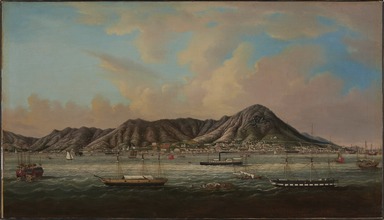 Youqua. <em>View of Hong Kong Harbor</em>. Oil on canvas, 38 × 60 in. (96.5 × 152.4 cm). Brooklyn Museum, Gift of Harold J. Roig, 77.59 (Photo: Brooklyn Museum, 77.59_PS11.jpg)