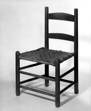 Shaker Community. <em>Side Chair</em>, ca. 1830-1870. Pine, 30 3/8 x 18 3/4 x 14 1/2 in. (77.2 x 47.6 x 36.8 cm). Brooklyn Museum, Gift of Mrs. Oscar Bernstien, 77.84.4. Creative Commons-BY (Photo: Brooklyn Museum, 77.84.4_bw_IMLS.jpg)