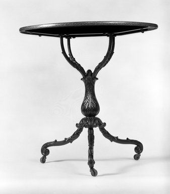 American. <em>Table</em>, ca. 1840-1855. Cast iron, wood, and painted decoration, 28 3/8 x 28 3/8 x 28 3/8 in. (72.1 x 72.1 x 72.1 cm). Brooklyn Museum, H. Randolph Lever Fund, 78.131. Creative Commons-BY (Photo: Brooklyn Museum, 78.131_bw_IMLS.jpg)