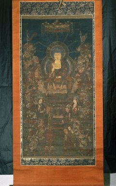  <em>Buddha and Sixteen Benevolent Deities</em>, 13th-14th century. Hanging scroll, ink and color on paper, Image: 41 3/4 x 21 3/4 in. (106 x 55.2 cm). Brooklyn Museum, Anonymous gift, 78.145.3 (Photo: Brooklyn Museum, 78.145.3_IMLS_SL2.jpg)