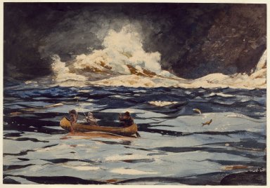 Winslow Homer (American, 1836-1910). <em>Under the Falls, the Grand Discharge</em>, 1895. Transparent watercolor over graphite with touches of opaque watercolor and gold leaf, and possibly brown ink, on cream, moderately thick, slightly textured wove paper, 12 7/8 x 19 7/8 in. (32.7 x 50.5 cm). Brooklyn Museum, Bequest of Helen Babbott Sanders, 78.151.2 (Photo: Brooklyn Museum, 78.151.2_SL3.jpg)