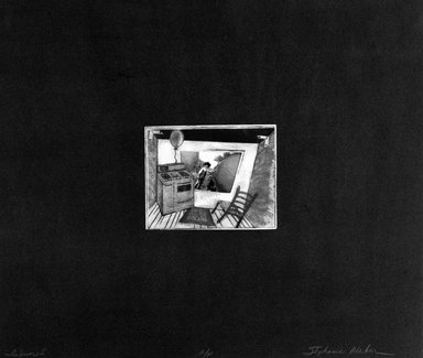 Stephanie Weber (American, born 1942). <em>Interior I</em>, 1977. Etching and xerox collage on paper, 16 1/4 x 18 3/4 in. (41.3 x 47.6 cm). Brooklyn Museum, Designated Purchase Fund, 78.174. © artist or artist's estate (Photo: Brooklyn Museum, 78.174_bw.jpg)