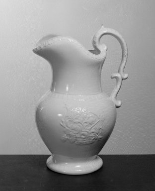  <em>Pitcher</em>, ca. 1850. Glazed earthenware, 9 1/8 x 4 in. (23.2 x 10.2 cm). Brooklyn Museum, Gift of Allison C. Paulsen in memory of Arthur W. Clement, 78.242.12. Creative Commons-BY (Photo: Brooklyn Museum, 78.242.12_acetate_bw.jpg)