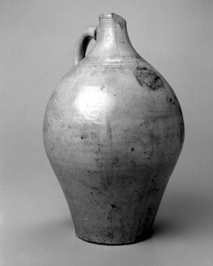 Attributed to Jonathan Fenton. <em>Jug</em>, 1793-1796. Stoneware, 15 1/8 x 10 x 10 in. (38.4 x 25.4 x 25.4 cm). Brooklyn Museum, Gift of Allison C. Paulsen in memory of Arthur W. Clement, 78.242.33. Creative Commons-BY (Photo: Brooklyn Museum, 78.242.33_bw.jpg)