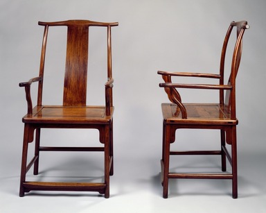  <em>Yokeback Armchair, One of Pair</em>, first half 17th century. Huanghuali wood, 43 5/8 x 24 x 23 in. (110.8 x 61 x 58.4 cm). Brooklyn Museum, Gift of Alice Boney, 78.246.2. Creative Commons-BY (Photo: , 78.246.1_78.246.2_SL3.jpg)