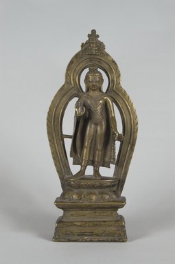  <em>Standing Buddha</em>, 10th-11th century. Bronze with silver inlaid eyes, 12 1/2 x 4 3/16 in. (31.8 x 10.6 cm). Brooklyn Museum, Gift of Mr. and Mrs. Edward Greenberg, 78.252. Creative Commons-BY (Photo: Brooklyn Museum, 78.252_PS5.jpg)