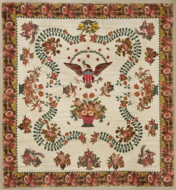 Elizabeth Welsh (American, active early 19th century). <em>Medallion Quilt</em>, ca. 1830. Cotton, 110 1/2 x 109 in. (280.7 x 276.9 cm). Brooklyn Museum, Gift of The Roebling Society, 78.36 (Photo: Brooklyn Museum (Gavin Ashworth,er), 78.36_Gavin_Ashworth_photograph.jpg)