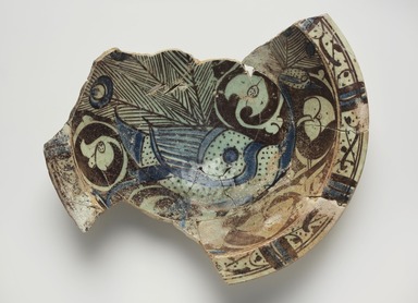  <em>Bowl with Peacock Motif</em>, ca. 1200–1230. Ceramic; fritware, painted in luster on a transparent glaze with touches of cobalt blue under the glaze, 4 1/8 x 14 3/16 in. (10.5 x 36 cm). Brooklyn Museum, Gift of Mr. and Mrs. Carl L. Selden, 78.81. Creative Commons-BY (Photo: Brooklyn Museum, 78.81_PS11.jpg)