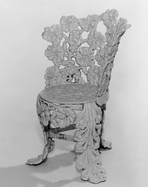 American. <em>Side Chair</em>, ca. 1850. Cast iron, painted, 28 1/2 x 18 1/4 x 13 in. (72.4 x 46.4 x 33 cm). Brooklyn Museum, Gift of Mrs. James Cole, 79.10.3. Creative Commons-BY (Photo: Brooklyn Museum, 79.10.3_bw.jpg)