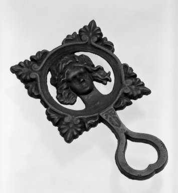 American. <em>Trivet</em>, ca. 1850. Cast iron, black., 4 1/8 x 7 3/4 in. (10.5 x 19.7 cm). Brooklyn Museum, Gift of Mrs. James Cole, 79.10.7. Creative Commons-BY (Photo: Brooklyn Museum, 79.10.7_bw.jpg)