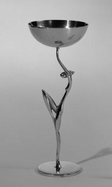 Hagenauer Werkstatte. <em>Goblet, One of Pair</em>, ca. 1920. Silver plate, 5 3/8 x 2 1/8 in. (13.7 x 5.4 cm) . Brooklyn Museum, Gift of Donald C. Peirce, 79.11.1. Creative Commons-BY (Photo: Brooklyn Museum, 79.11.1_bw.jpg)