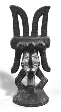 Igbo, Okoba. <em>Figure (Ikenga)</em>, early 20th century. Wood, 8 1/4in. (21cm). Brooklyn Museum, Gift of Mr. and Mrs. Uzi Zucker, 79.117.1. Creative Commons-BY (Photo: Brooklyn Museum, 79.117.1_bw.jpg)