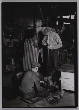 Lewis Wickes Hine (American, 1874-1940). <em>[Untitled] (Blowing into Mold)</em>, 1936-1937. Gelatin silver print, 7 x 5 in.  (17.8 x 12.7 cm). Brooklyn Museum, Gift of The National Archives, 79.143.104 (Photo: Brooklyn Museum, 79.143.104_PS20.jpg)