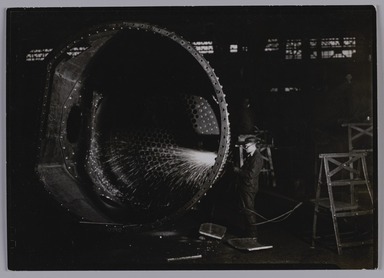 Lewis Wickes Hine (American, 1874-1940). <em>[Untitled] (Welder by Large Cylinder)</em>, 1936-1937. Gelatin silver print, 5 x 7 in.  (12.7 x 17.8 cm). Brooklyn Museum, Gift of The National Archives, 79.143.146 (Photo: Brooklyn Museum, 79.143.146_PS20.jpg)
