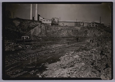Lewis Wickes Hine (American, 1874-1940). <em>[Untitled] (Steel Mill with Excavation and Railroad Tracks)</em>, 1936-1937. Gelatin silver print, 5 x 7 in.  (12.7 x 17.8 cm). Brooklyn Museum, Gift of The National Archives, 79.143.169 (Photo: Brooklyn Museum, 79.143.169_PS20.jpg)