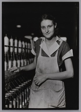 Lewis Wickes Hine (American, 1874-1940). <em>[Untitled] (Thread Worker)</em>, 1936-1937. Gelatin silver print, 7 1/4 x 4 3/4 in. (18.4 x 12.1 cm). Brooklyn Museum, Gift of the National Archives, 79.143.69 (Photo: Brooklyn Museum, 79.143.69_PS20.jpg)