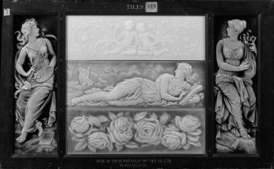 Isaac Broome. <em>Tile</em>, ca. 1880. Glazed earthenware, wood Brooklyn Museum, H. Randolph Lever Fund, 79.173.1 (Photo: , 79.173.1-.5_bw.jpg)