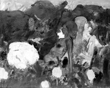 Robert Beauchamp (American, 1923-1995). <em>Untitled</em>, 1963. Oil on masonite, 22 3/4 x 28 1/2 in. (57.8 x 72.4 cm). Brooklyn Museum, Gift of Stephen Benjamin, 79.191. © artist or artist's estate (Photo: Brooklyn Museum, 79.191_bw.jpg)