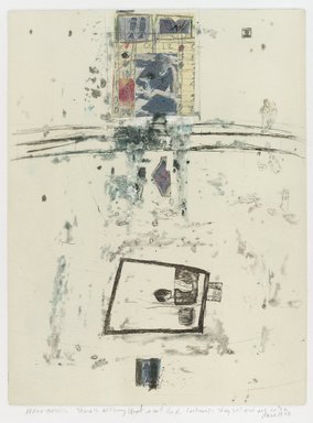 Dean Dass (American, born 1955). <em>Prana - Breath: There's Nothing That Is Not Food. Testimony: They Eat and Are Eaten</em>, 1978. Hand - colored etching with collage, Sheet: 17 x 13 9/16 in. (43.2 x 34.4 cm). Brooklyn Museum, Designated Purchase Fund, 79.226. © artist or artist's estate (Photo: Brooklyn Museum, 79.226_PS4.jpg)