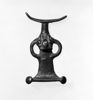 Senufo. <em>Figure</em>, late 19th or early 20th century. Copper alloy, h: 1 3/4 in. (4.5 cm). Brooklyn Museum, Gift of Mr. and Mrs. Arnold Syrop, 79.236.1. Creative Commons-BY (Photo: Brooklyn Museum, 79.236.1_bw.jpg)