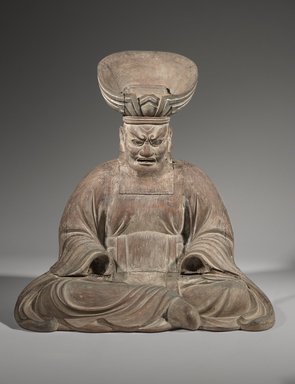 <em>Emma - o, King and Judge of Hell</em>, 16th century. Wood with gesso and traces of polychrome and inlaid glass eyes., 19 x 18 1/4 x 13 1/4 in. (48.3 x 46.4 cm). Brooklyn Museum, Gift of Mr. and Mrs. H. George Mann, 79.277. Creative Commons-BY (Photo: Brooklyn Museum, 79.277_front_PS6.jpg)