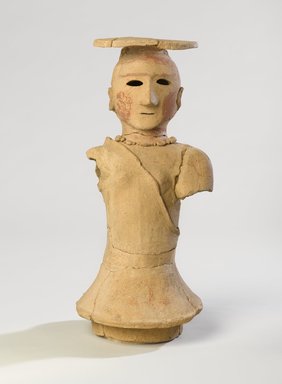  <em>Haniwa Figure of a Woman</em>, 5th–6th century. Earthenware with traces of pigment, 18 x 8 3/4 x 7 1/2 in. (45.7 x 22.2 x 19.1 cm). Brooklyn Museum, Gift of Mr. and Mrs. Stanley Marcus, 79.278.1. Creative Commons-BY (Photo: Brooklyn Museum, 79.278.1_PS9.jpg)