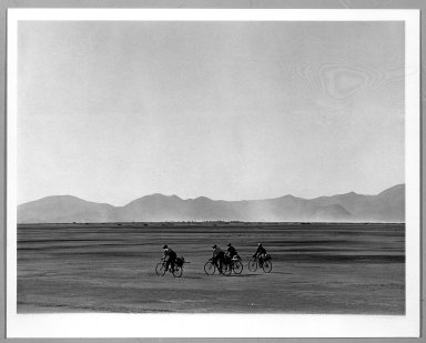 Manuel Álvarez Bravo (Mexican, 1902-2002). <em>Bicicletas en Domingo</em>, 1966-1968. Gelatin silver print, image: 7 x 9 3/8 in. (17.8 x 23.8 cm). Brooklyn Museum, Gift of William Berley, 79.294.14. © artist or artist's estate (Photo: Brooklyn Museum, 79.294.14_bw.jpg)
