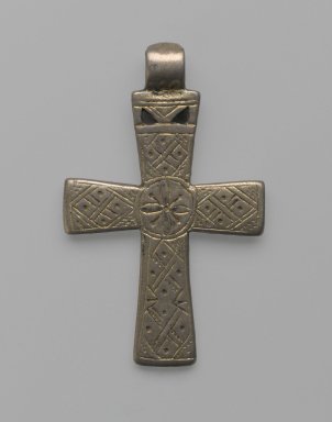 Amhara. <em>Pendant Cross</em>, 19th or 20th century. Silver, 1 7/8 x 1 3/16 in. (4.8 x 3.0 cm). Brooklyn Museum, Gift of George V. Corinaldi Jr., 79.72.14. Creative Commons-BY (Photo: Brooklyn Museum, 79.72.14_front_PS6.jpg)