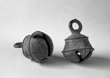  <em>Jingle-bell</em>, 13th-14th century. Bronze, 2 x 1 1/2 in. (5.1 x 3.8 cm). Brooklyn Museum, Gift of Dr. Andrew Dahl, 80.115.4. Creative Commons-BY (Photo: , 80.115.3_80.115.4_bw.jpg)