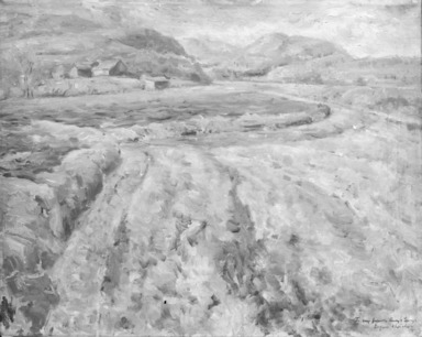 Eugene E. Speicher (American, 1883-1962). <em>Landscape</em>, 1919. Oil on canvas, 16 1/8 x 20 1/4 in. (41 x 51.4 cm). Brooklyn Museum, Gift of Mr. and Mrs. Sid Feinberg, 80.190.2 (Photo: Brooklyn Museum, 80.190.2_bw.jpg)