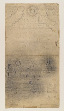 Indian. <em>Vibhasa Ragini</em>, ca. 1800. Ink, pounced along outline for transfer, sheet: 9 1/4 x 4 3/4 in.  (23.5 x 12.1 cm). Brooklyn Museum, Gift of Marilyn W. Grounds, 80.261.43 (Photo: Brooklyn Museum, 80.261.43_PS4.jpg)