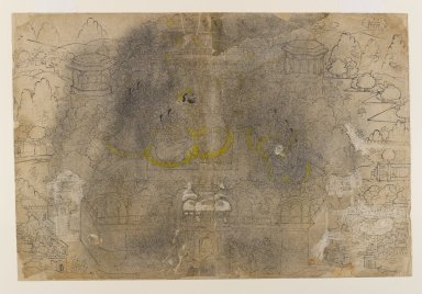 Indian. <em>Raja in a Garden Pavilion Entertained by Female Musicians</em>, ca. 1830. Ink and color on paper, pounced for transfer, sheet: 13 5/8 x 20 1/4 in.  (34.6 x 51.4 cm). Brooklyn Museum, Gift of Marilyn W. Grounds, 80.261.44 (Photo: Brooklyn Museum, 80.261.44_IMLS_PS4.jpg)