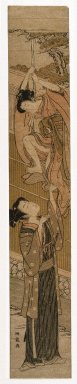 Isoda Koryusai (Japanese, ca. 1766-1788). <em>Lovers Tryst</em>, 18th century. Pillar print, 28 x 4 5/8 in. (71.1 x 11.7 cm). Brooklyn Museum, Gift of Herbert Libertson, 80.273.2 (Photo: Brooklyn Museum, 80.273.2_print_IMLS_SL2.jpg)