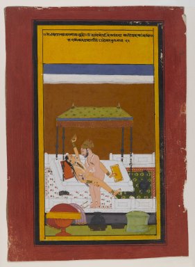 Indian. <em>Embracing Couple</em>, ca. 1725-1730. Opaque watercolor, gold, and silver on paper, sheet: 11 3/8 x 8 3/16 in.  (28.9 x 20.8 cm). Brooklyn Museum, Anonymous gift, 80.277.14 (Photo: Brooklyn Museum, 80.277.14_IMLS_PS4.jpg)