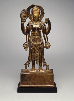  <em>Standing Vishnu</em>, 9th–10th century. Copper alloy, 9 1/2 in. (24.1 cm). Brooklyn Museum, Gift of Cynthia Hazen Polsky, 80.278.1. Creative Commons-BY (Photo: Brooklyn Museum, 80.278.1_SL1.jpg)