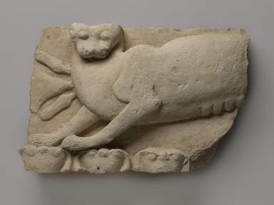  <em>The Goddess Mafdet (?)</em>, 3rd century B.C.E. Limestone, 11 x 16 1/8 x 3 3/4 in. (28 x 41 x 9.5 cm). Brooklyn Museum, Gift of the Egyptian Antiquities Organization, 80.7.7. Creative Commons-BY (Photo: Brooklyn Museum, 80.7.7_PS9.jpg)