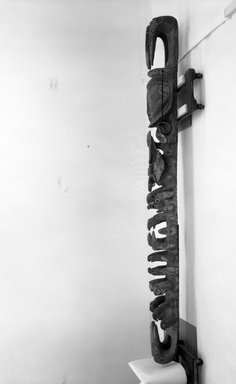 Abelam. <em>Ancestral Figue (Ngwalndu)</em>, 20th century. Wood, pigment, 156 x 14 1/2 x 12 1/2 in. (396.2 x 36.8 x 31.8 cm). Brooklyn Museum, Gift of Mrs. Melville W. Hall, 81.164.1. Creative Commons-BY (Photo: Brooklyn Museum, 81.164.1_bw.jpg)