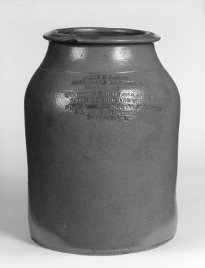 American. <em>Jar</em>, late 19th century. Stoneware, 10 x 7 1/8 x 7 1/8 in. (25.4 x 18.1 x 18.1 cm). Brooklyn Museum, H. Randolph Lever Fund, 81.180. Creative Commons-BY (Photo: Brooklyn Museum, 81.180_bw.jpg)