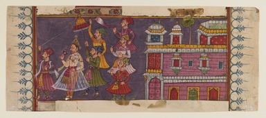  <em>Holymen and Courtiers Assemble Before a Prince</em>, late 17th century. Opaque watercolors and gold on paper, 4 1/8 x 10 in. (10.5 x 25.4 cm). Brooklyn Museum, Gift of Mr. and Mrs. John Kossak, 81.192.1 (Photo: Brooklyn Museum, 81.192.1_recto_IMLS_PS3.jpg)