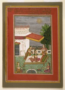 Kasam Ahmad. <em>Radha manifesting the effect of love's separation from Krishna, page from a Rasikapriya series of Keshavadasa</em>, 1749. Opaque watercolor, gold, and silver on paper, sheet: 10 1/4 x 7 5/16 in.  (26.0 x 18.6 cm). Brooklyn Museum, Anonymous gift, 81.192.4 (Photo: Brooklyn Museum, 81.192.4_IMLS_SL2.jpg)